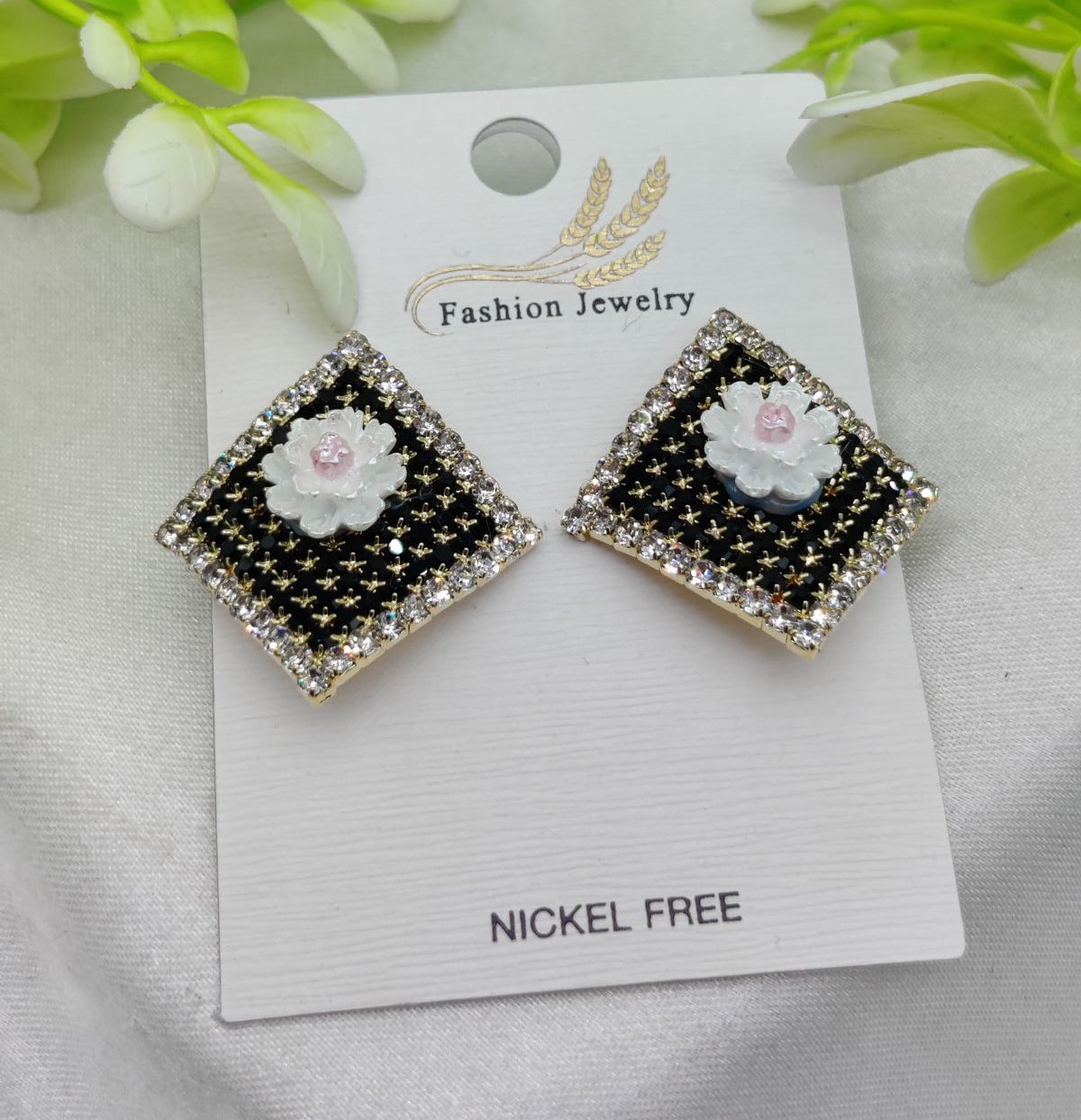 Rhinestone Floral Stud Earrings