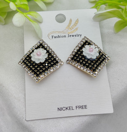 Rhinestone Floral Stud Earrings