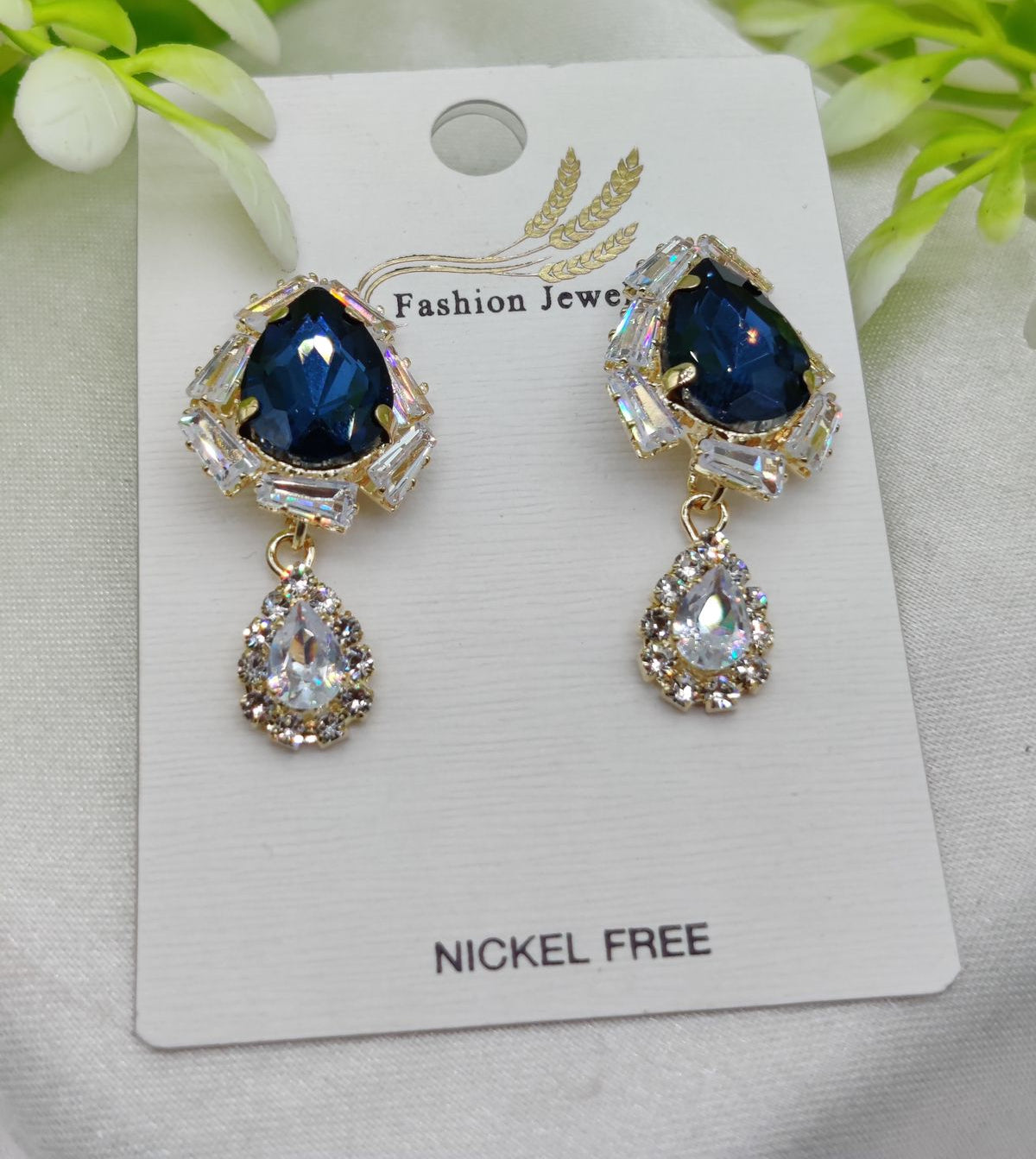Royal Blue Crystal Drop Earrings