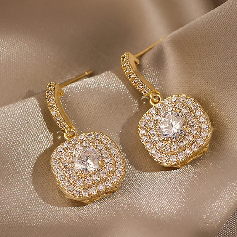 Crystal Earrings – Sparkling Dangle Earrings for Party & Everyday Wear - Earings For Girls ( PJT-990 ) - GOLDEN