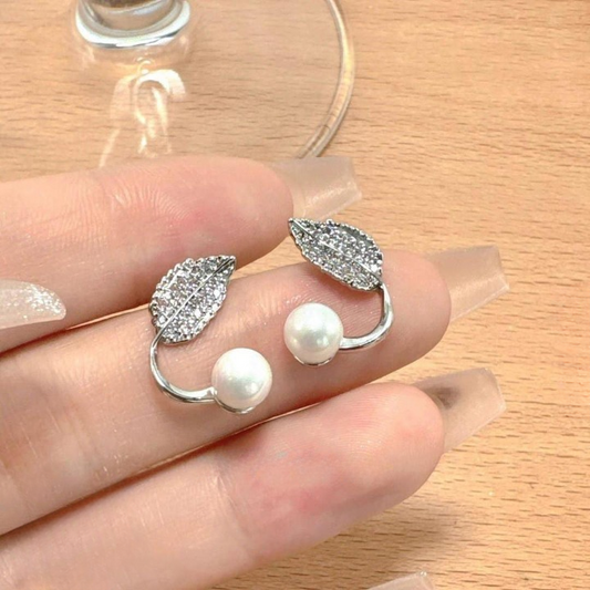 Leaf Pearl Earrings - Classy and Feminine Jewelry for Daily & Party Wear - Studs For Girls And Womens - GOLDEN
